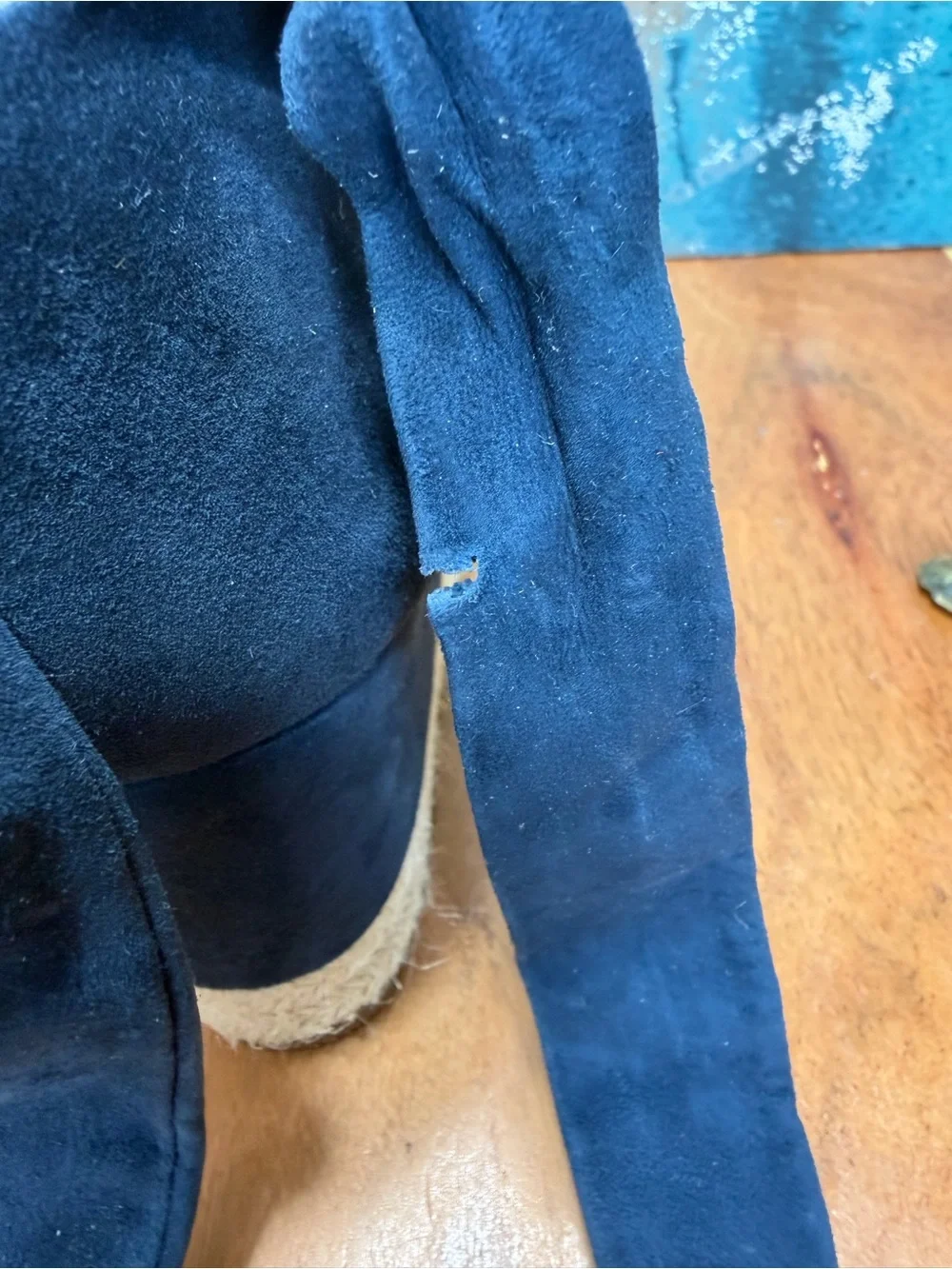 Splendid Coastal Chic‎ Boho 2010’s Blue Suede Espadrille Wedge Sandals (VGUC)